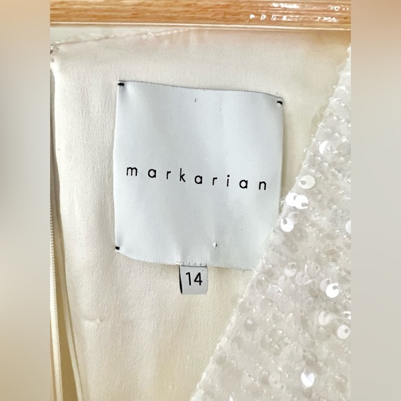 MARKARIAN | White Sequin Side Cutout Top with Twist Front Detail Size 14 - Picture 7 of 14
